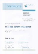 Dorota Łukasiewicz Certificate National Osteology Symposium